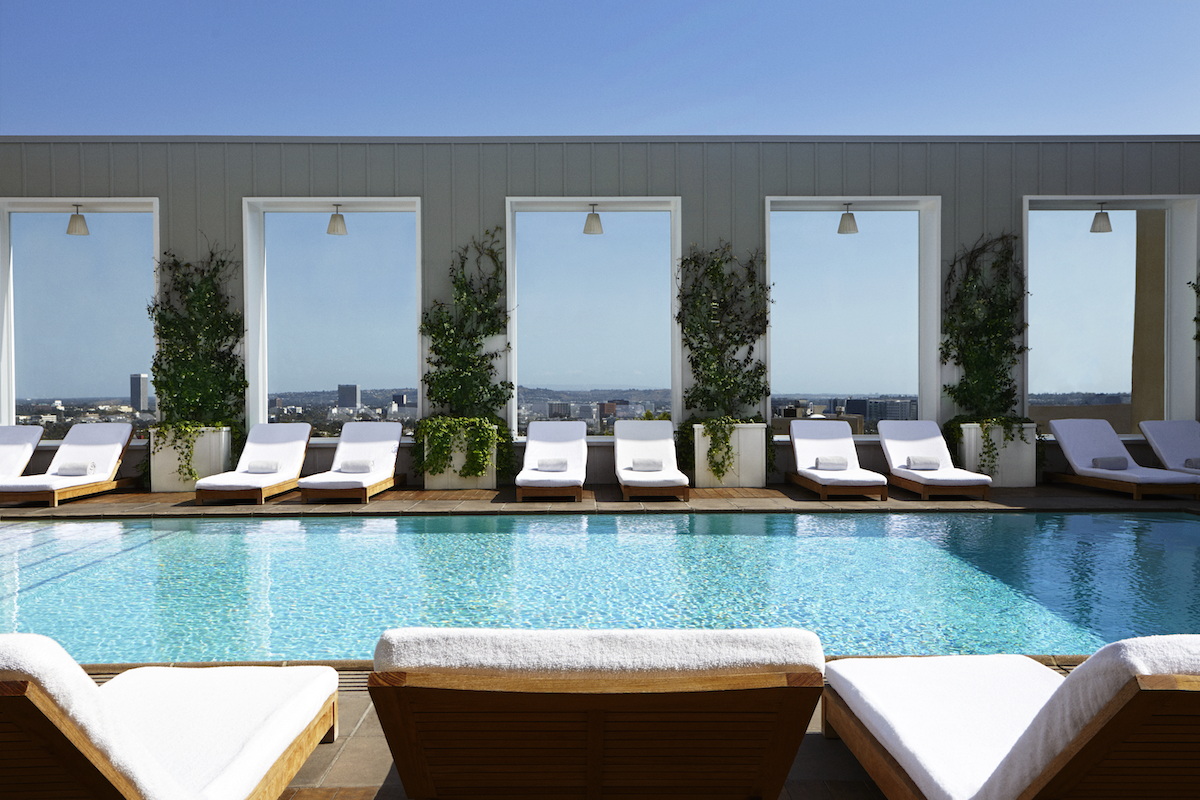 Rooftop pool at Skybar Los Angeles