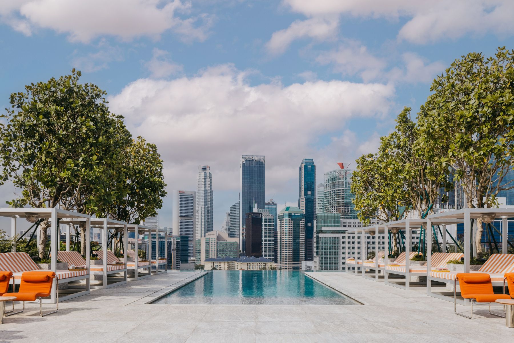 rooftop pool overlooking skyscrapers
