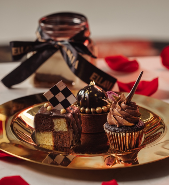 Plate of desserts at Alice in Wonderland afternoon tea