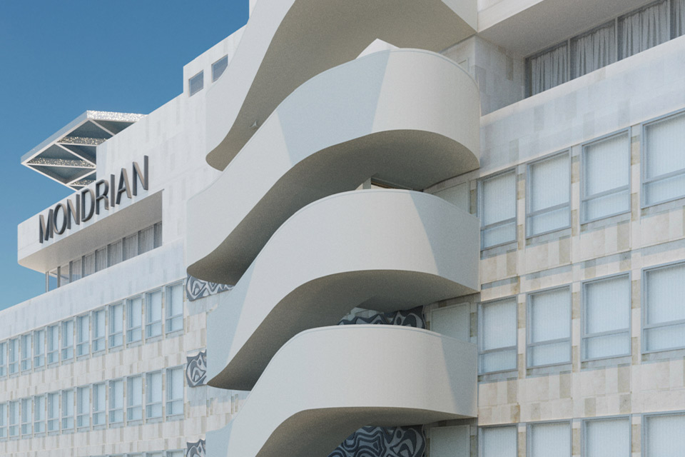 Sculptural exterior of the Mondrian Mexico City Condesa hotel