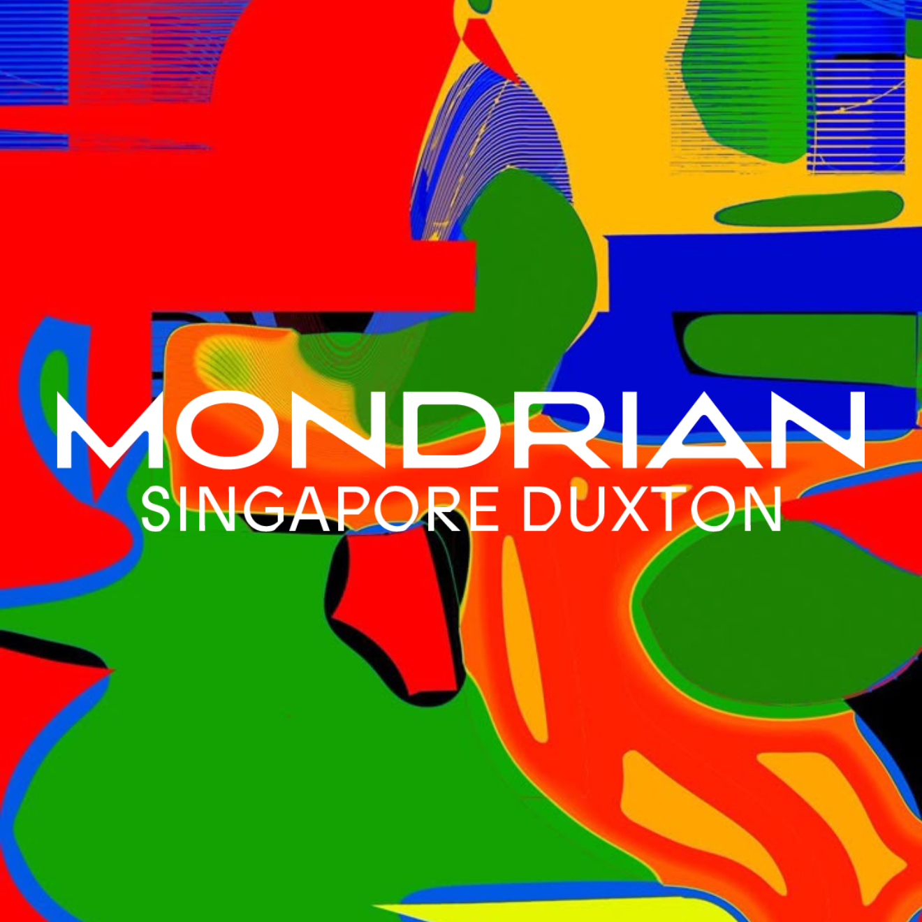 Mondrian Singapore logo with colourful background