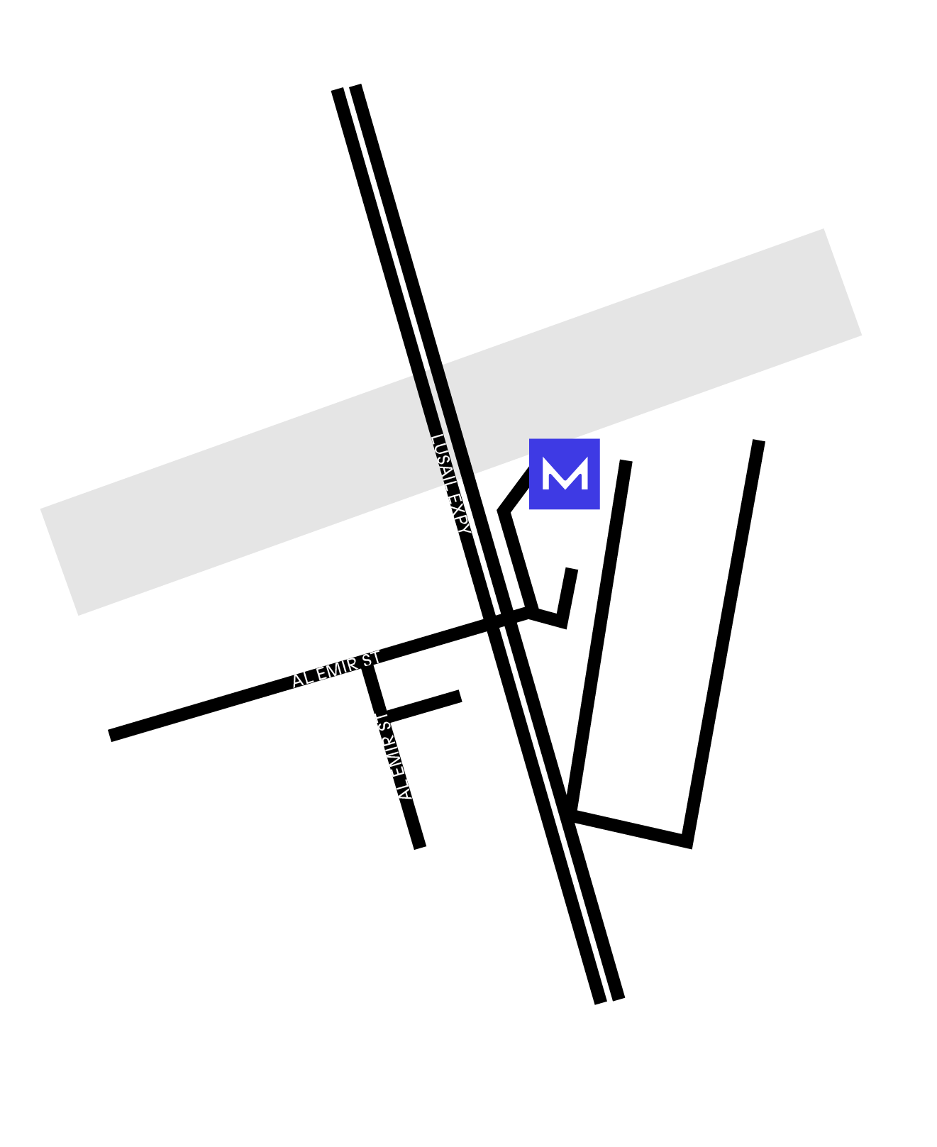 Plan des rues montrant l'emplacement du Mondrian Doha