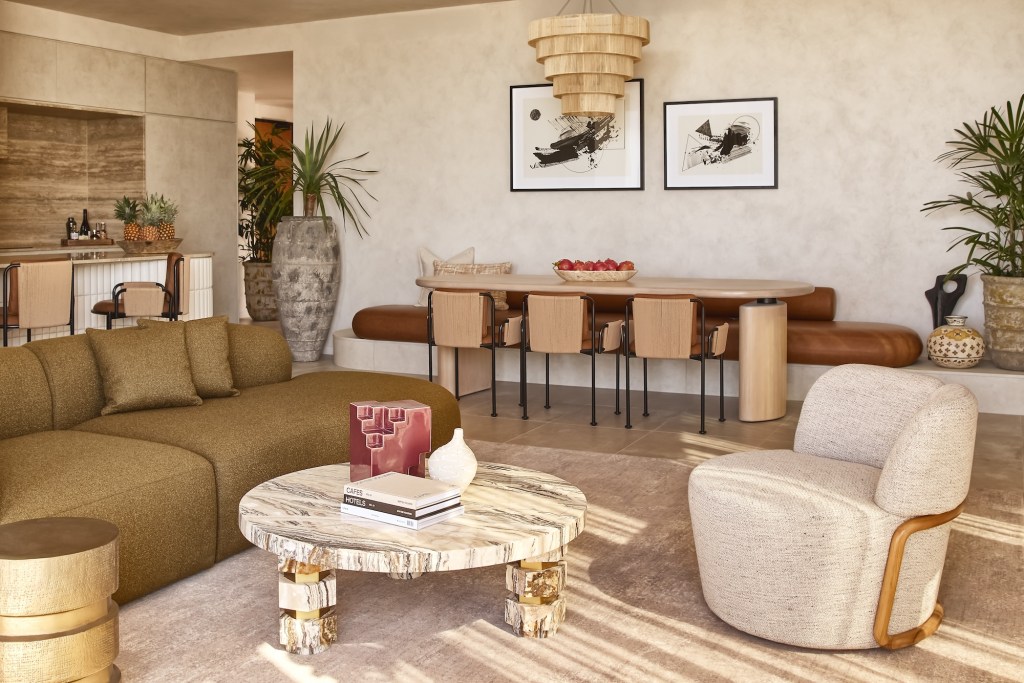Living and dining room with modern furniture