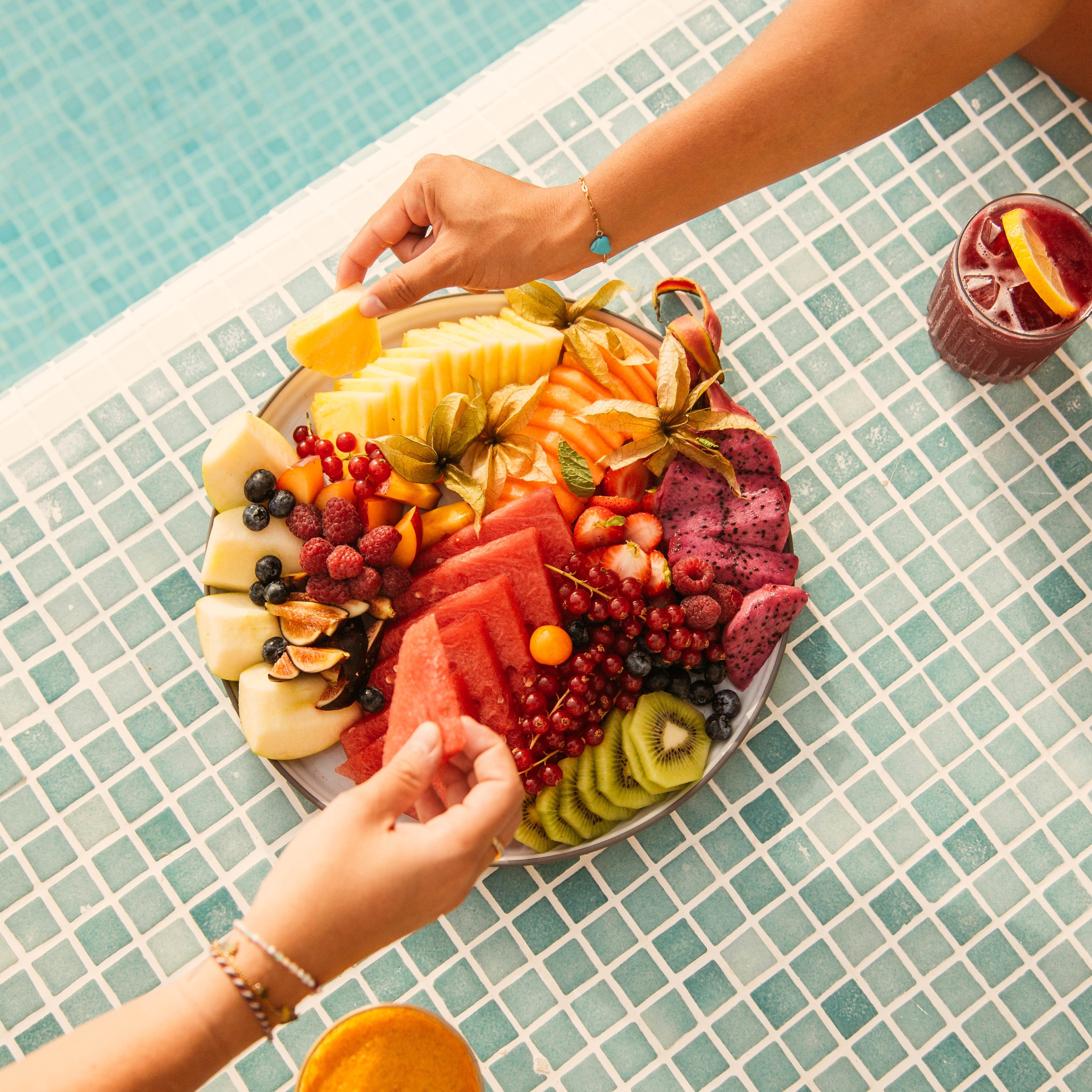 Colorful Big Fruit Bowl by the pool