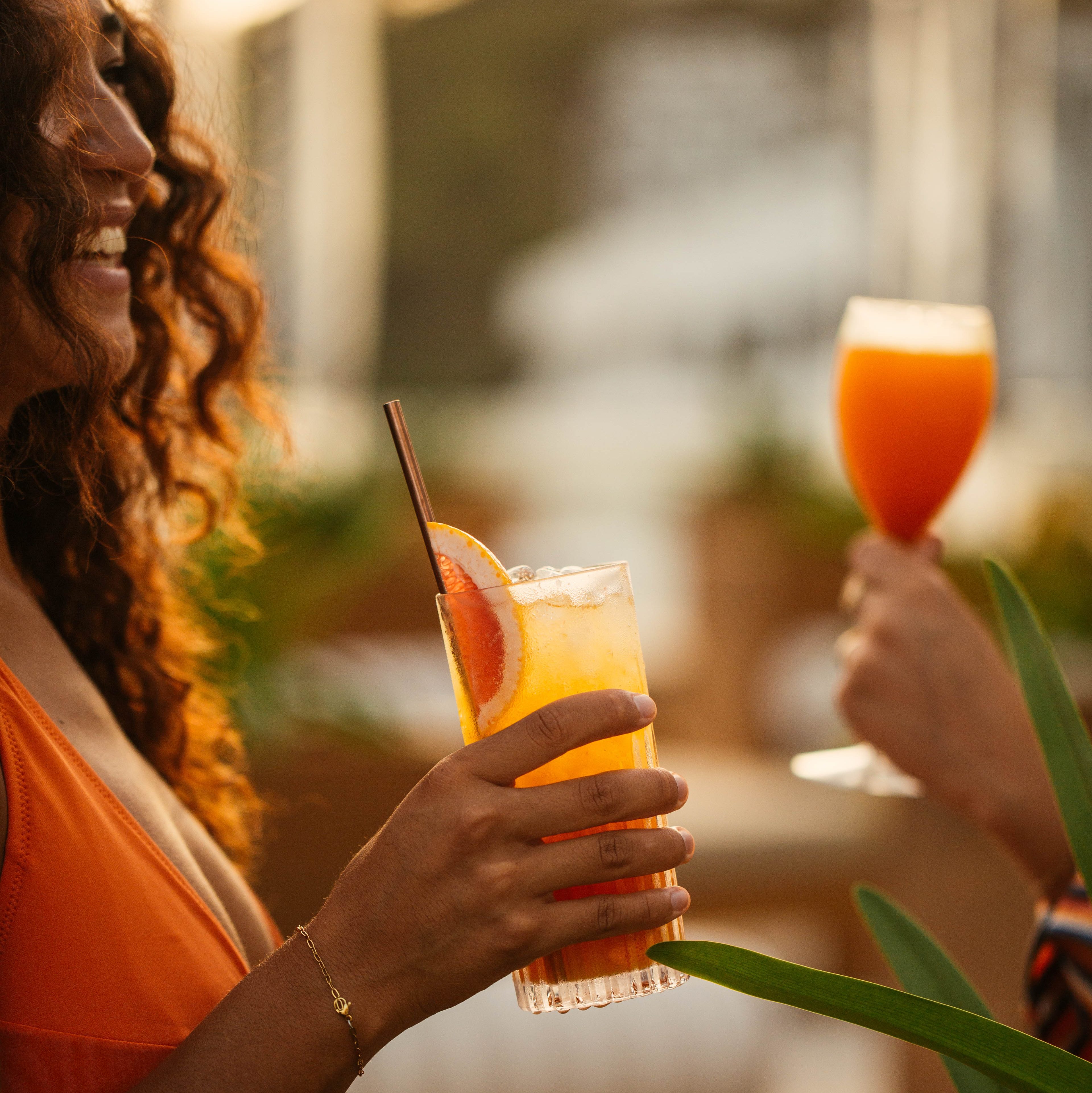 Refreshing cocktails during sunset in Ibiza