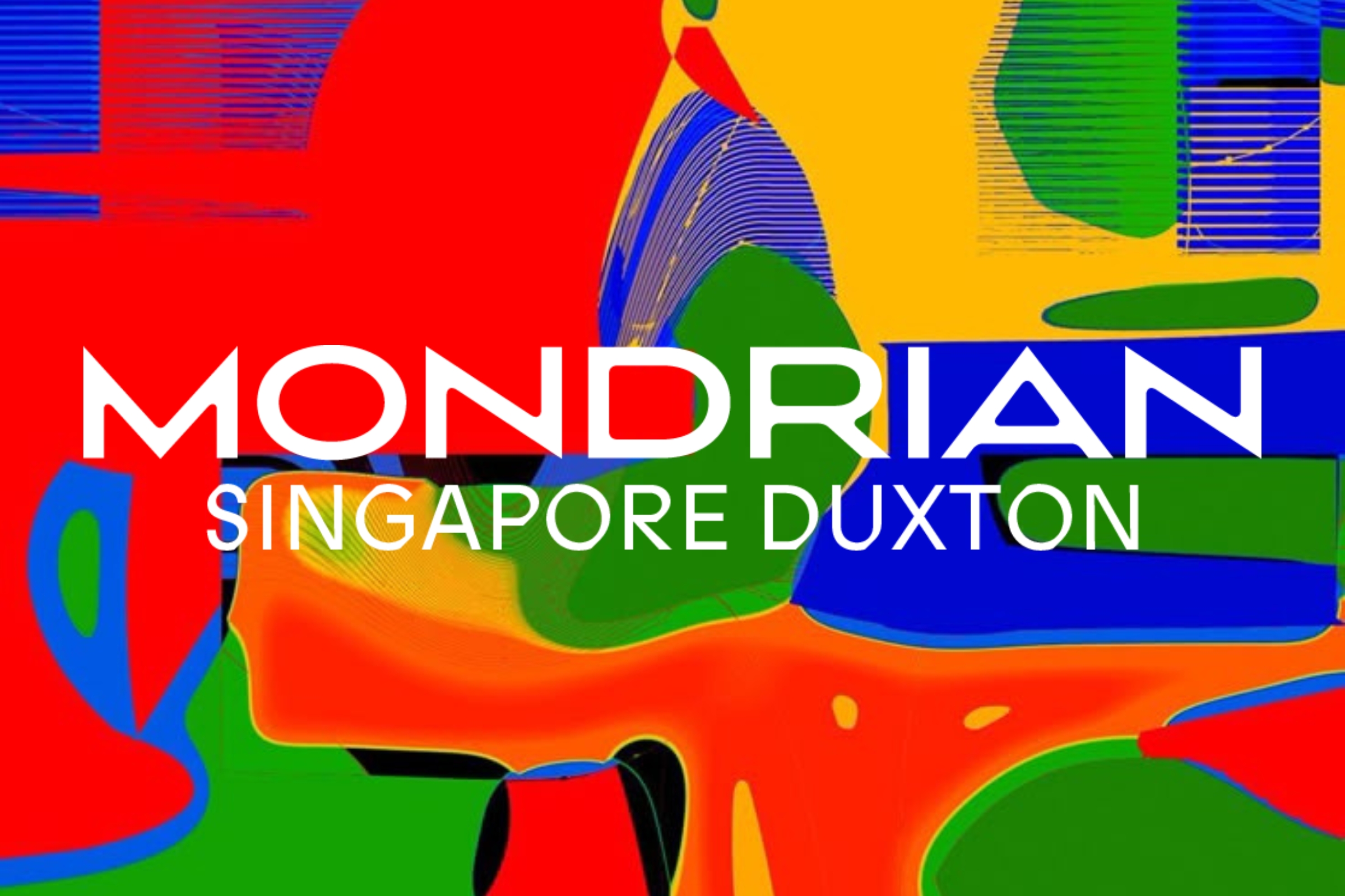Mondrian Singapore logo with colourful background