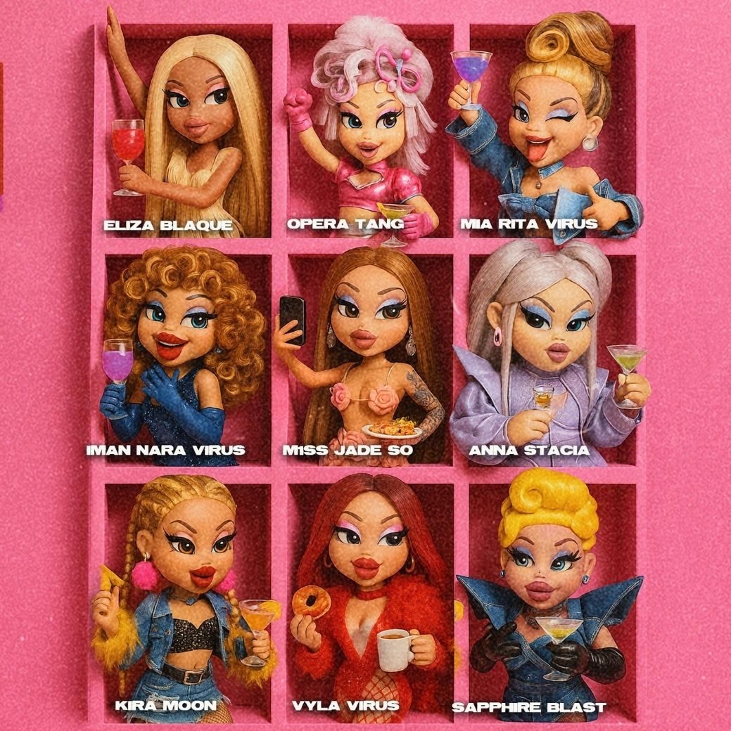 drag brunch 3d cartoons on a promotional poster event at mondrian singapore