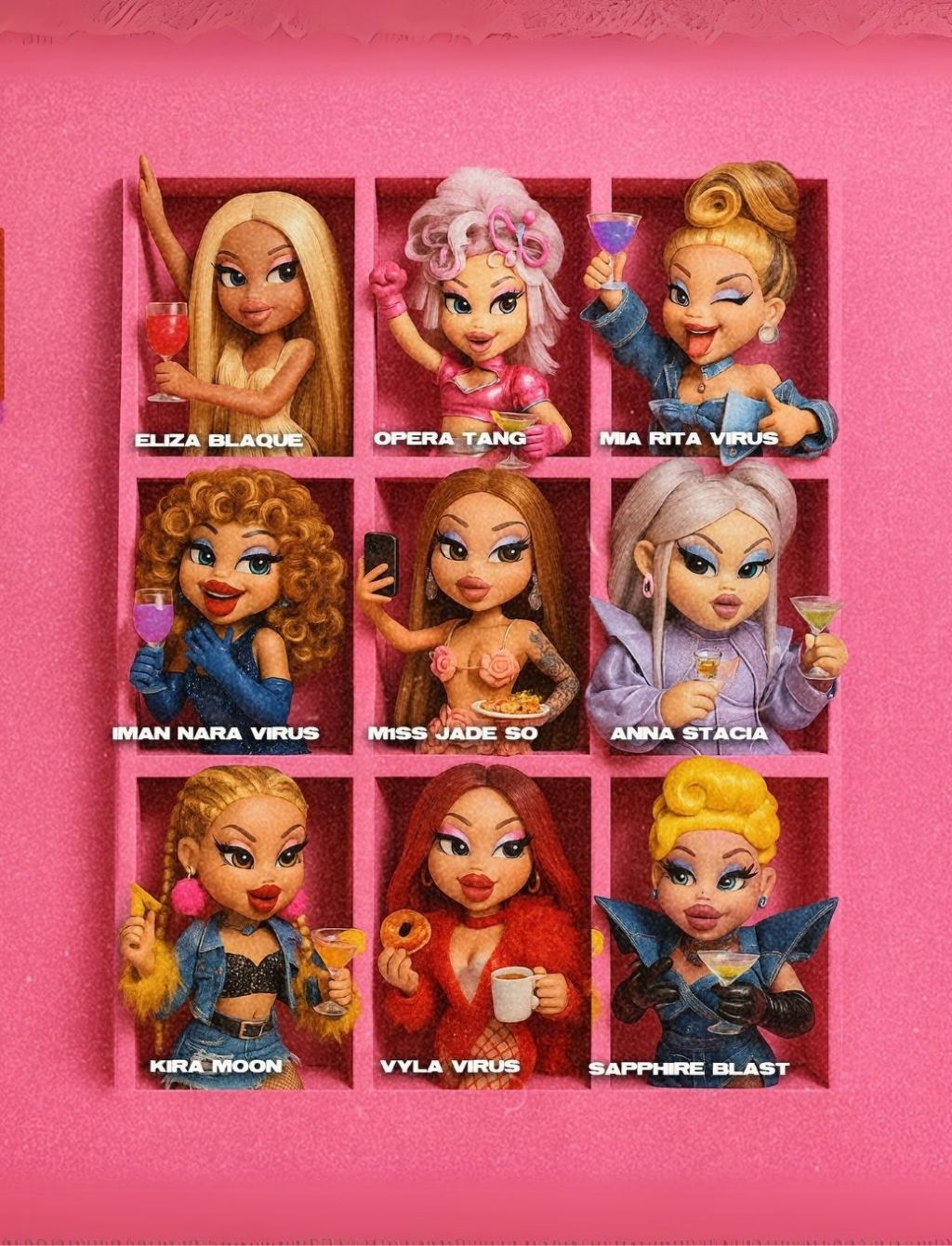 drag brunch 3d cartoons on a promotional poster event at mondrian singapore