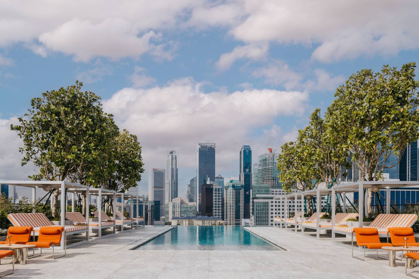 rooftop pool overlooking skyscrapers