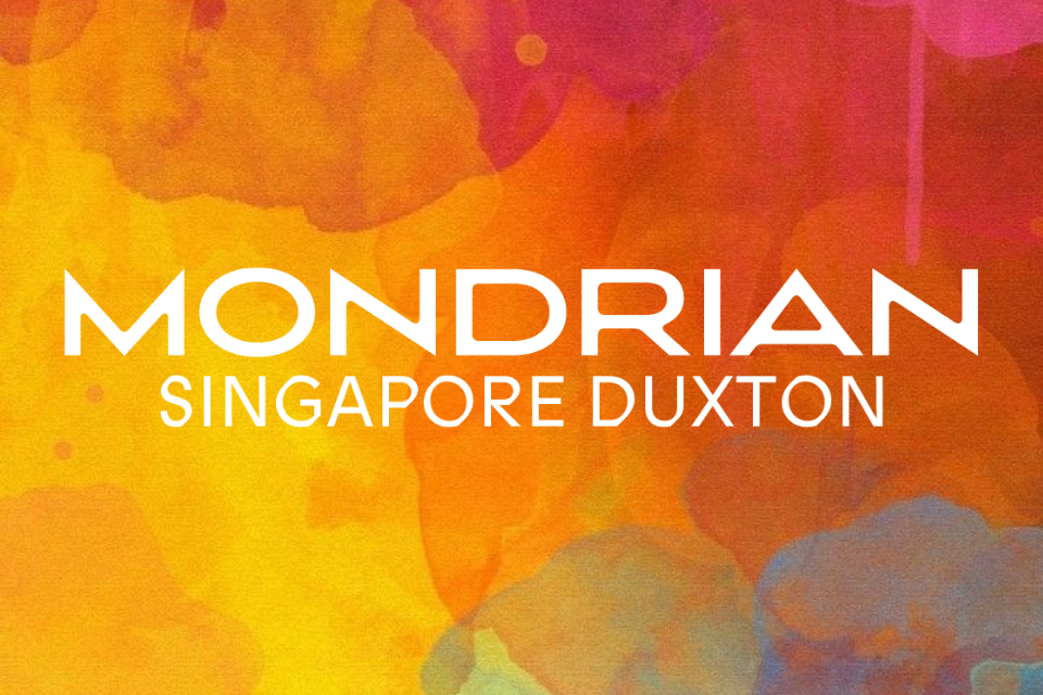 Mondrian Singapore logo with colourful background