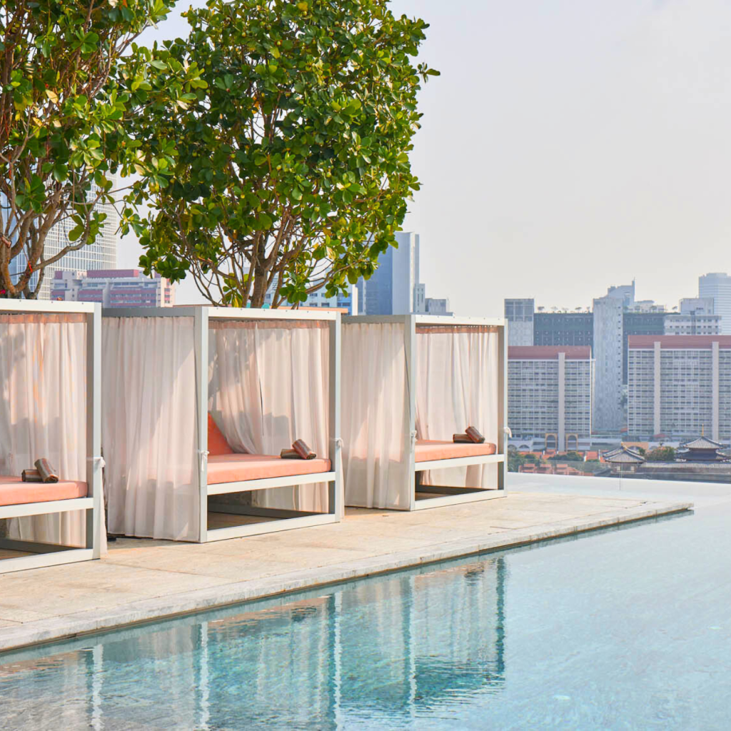 rooftop pool with cabanas