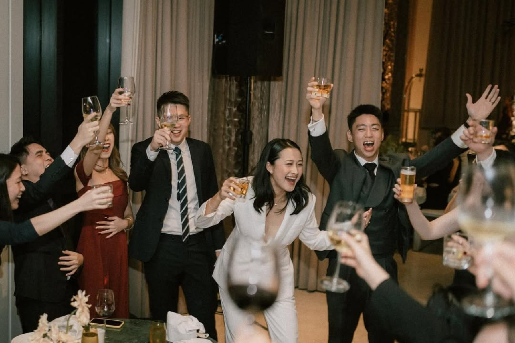 group of friends gathering and celebrating